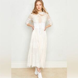 Free People We are HAH Hidden Gem Dress in Walking On Eggshells Cream New XS